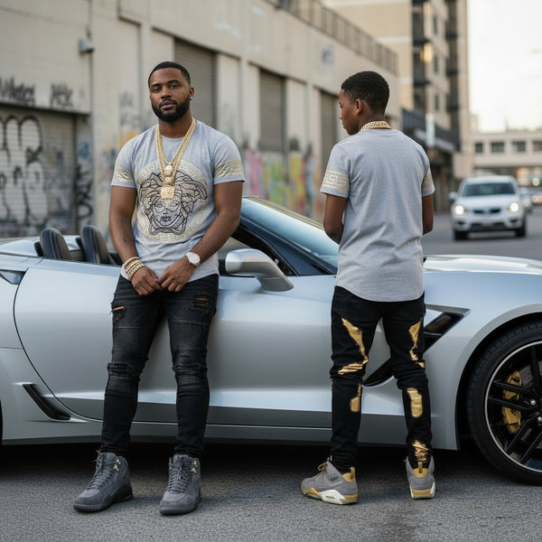 *V3R$@C3 STYLE* (GREY) SCOOP TAIL SHORT SLEEVE T-SHIRT BY PREMMY