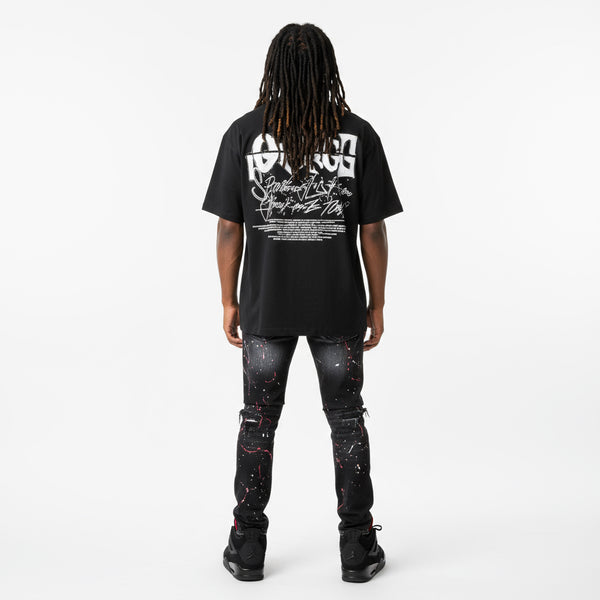 *CONTENDER* (BLACK) *PAINT DRIP* DENIM JEANS FOR MEN