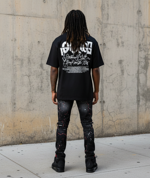 *CONTENDER* (BLACK) *PAINT DRIP* DENIM JEANS FOR MEN