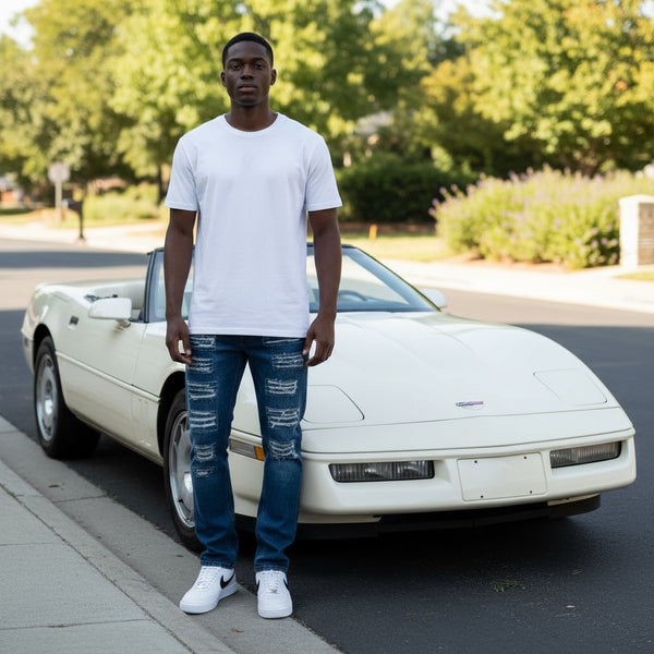 *SOUTHPOLE* (DARK SAND BLAST) RIPPED DENIM JEANS FOR MEN (32“ X 32”)