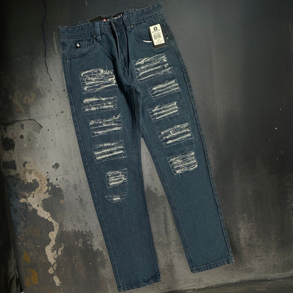 *SOUTHPOLE* (DARK SAND BLAST) RIPPED DENIM JEANS FOR MEN (32“ X 32”)