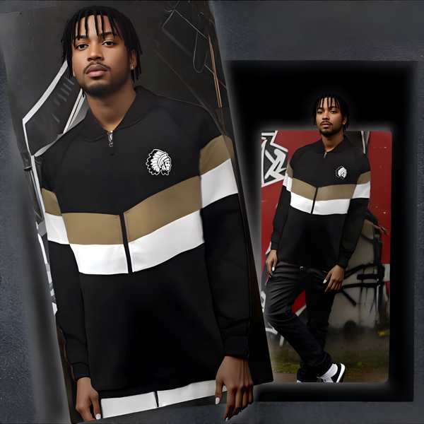 ^HUSTLE GANG^ (BLACK-MULTI) ZIP UP TRACK JACKETS
