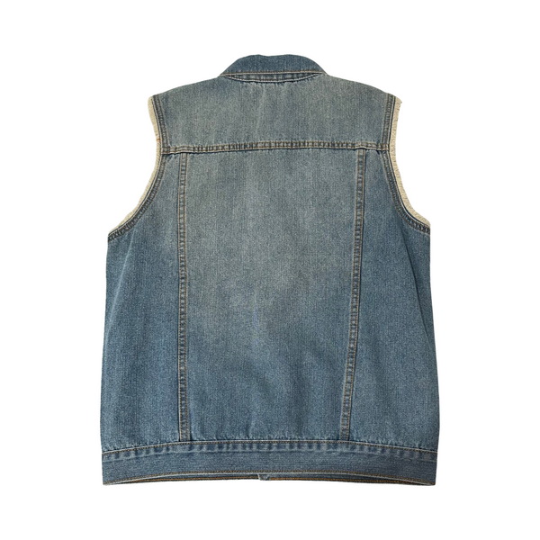 *Spiked Denim Vest* (UNISEX) (Medium) •20” Pitt to Pitt• (Steam Punk)