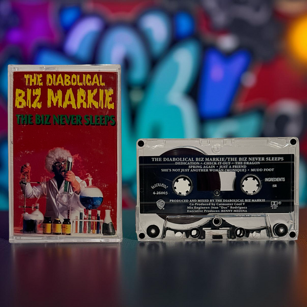•THE DIABOLICAL BIZ MARKIE ~ THE BIZ NEVER SLEEPS• ~1989 OG PRESSING~ (CASSETTE TAPE) (1)