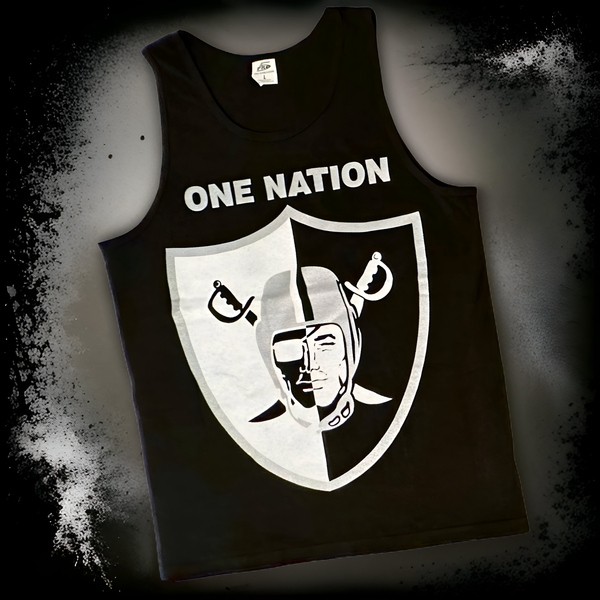 *<SC>* (BLACK) ~RAIDERS-ONE NATION~ HEAVY COTTON JUMBO PRINT TANK TOPS