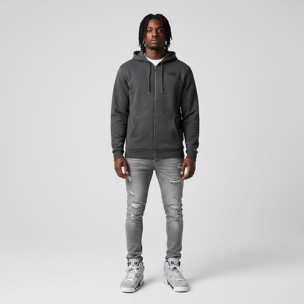 *CROOKS & CASTLES* (GREY-BLACK) ~MIRROR~ ZIP UP HOODIE