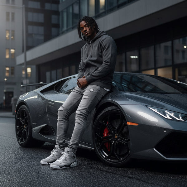 *CROOKS & CASTLES* (GREY-BLACK) ~MIRROR~ ZIP UP HOODIE