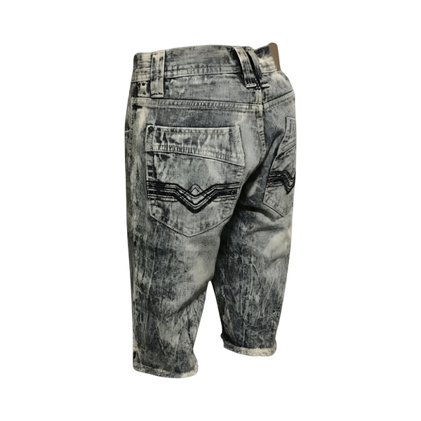 *WT02* (BLUE-ACID WASH) ~RIPPED~ •DENIM SHORTS• (WAIST 30”)