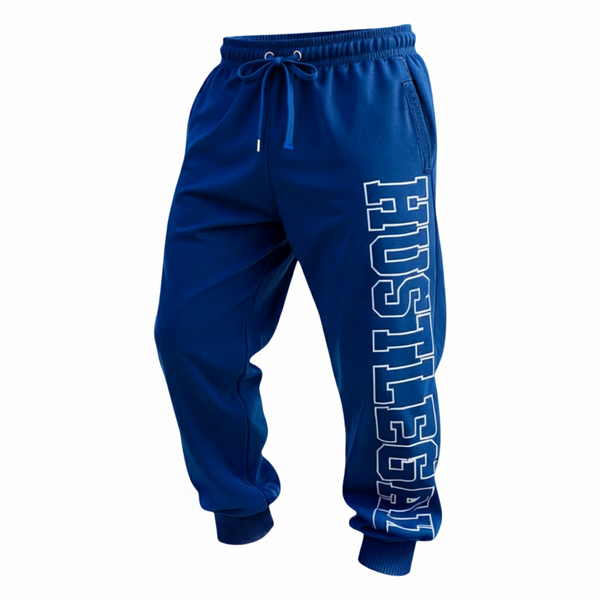 *HUSTLE GANG* (BLUE) ~COLLEGIATE~ •KNIT JOGGER SWEATPANTS•