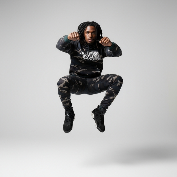 *HUSTLE GANG* (GREEN-CAMOUFLAGE) HOODED SWEATSUITS