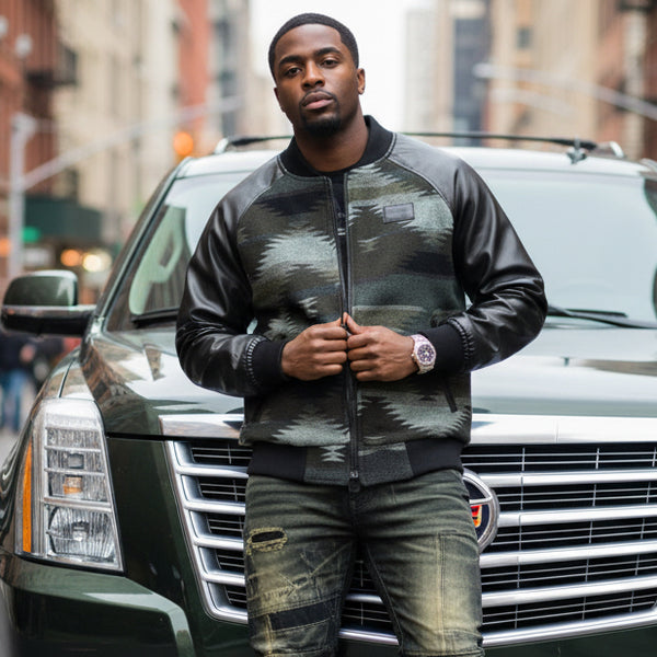 *ROCAWEAR* (BROWN-MULTI) ~CLASSIC~ WINTER BOMBER COAT FOR MEN (Vintage NOS)