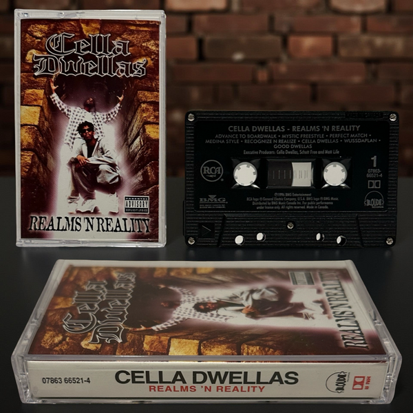 •CELLA DWELLAS - REALMS & REALITY• ~1996 OG CANADIAN PRESSING~ (CASSETTE TAPE) (BLACK SHELL)