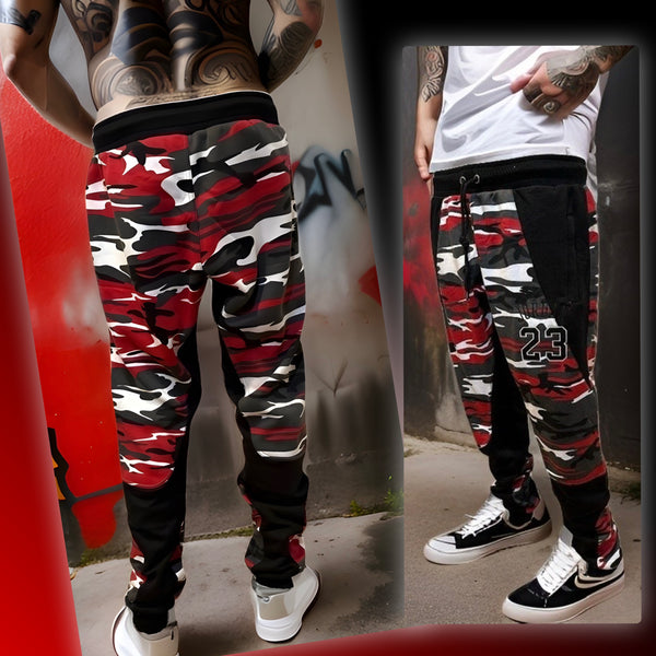 ^23 JORDAN^ (RED-CAMO) LUXURY JOGGER SWEATPANTS (EMBROIDERED)