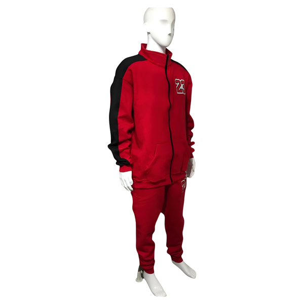 •23• (RED-BLACK) ZIP UP TRACKSUITS (CUT & SEW)