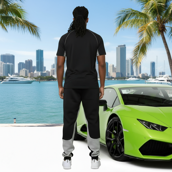 *23* (BLACK-LIGHT GREY) •LUXURY JOGGER SWEATPANTS• (CUT & SEW)