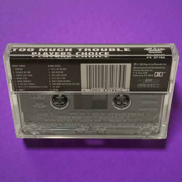 •TOO MUCH TROUBLE - PLAYERS CHOICE• ~1993 OG PRESSING~ (CASSETTE TAPE)