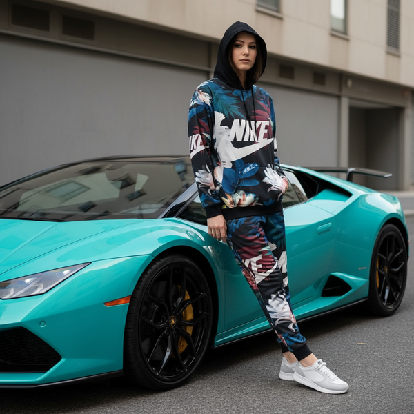 •SWOOSH• (FLORAL) WOMEN’S JOGGER SWEATSUITS (FLEECY SOFT LINED)