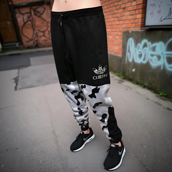 •CHIEFIN’ ADI-FEATHER• (WHITE CAMOUFLAGE) LUXURY JOGGER SWEAT PANTS (CUT & SEW)