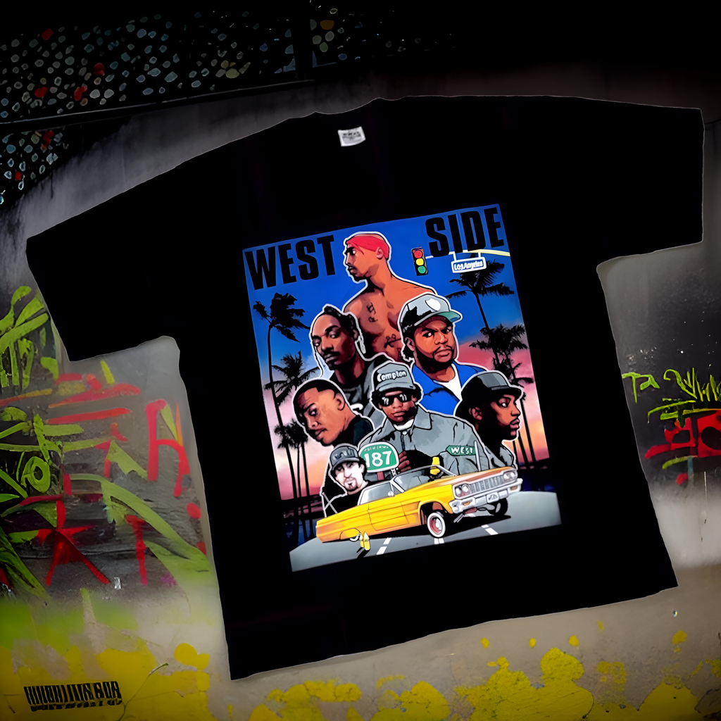 *<SC>* (BLACK) ~WEST SIDE 187~ HEAVY COTTON JUMBO PRINT TEES