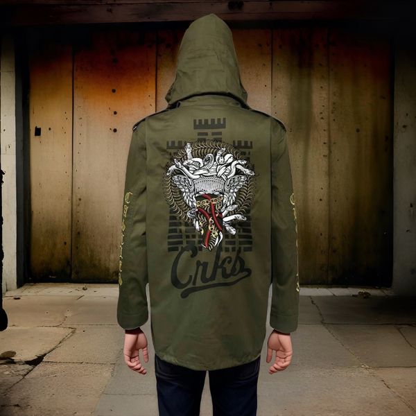 ^CROOKS & CASTLES^ (OLIVE GREEN) ~MAJOR GENERAL~ FALL JACKETS FOR MEN (OLIVE)