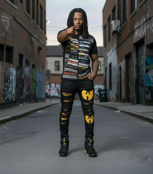 *Wu-Tang Clan* ~Cassette Stack~ •Front Sublimated & Back Embroidered T-Shirt•