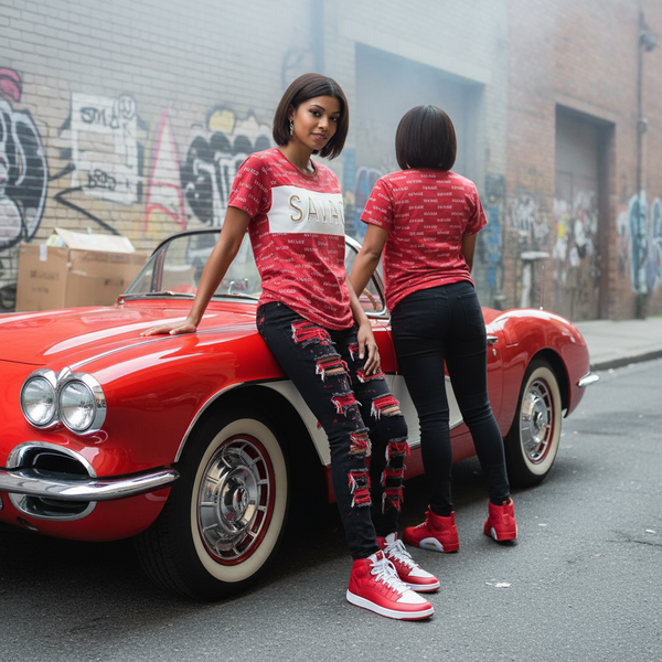 *INFAMOUS BLACK SHEEP* ~SAVAGE~ *3D PRINT* ALL OVER FANCY PRINT TEES FOR WOMEN