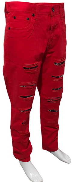 ^SOUTHPOLE^ (RED) RIPPED DENIM FOR MEN (34'' x 32'')