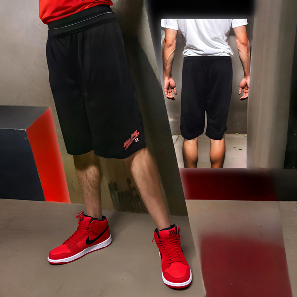 ^HUSTLE GANG^ (BLACK) LINED MESH BASKETBALL SHORTS