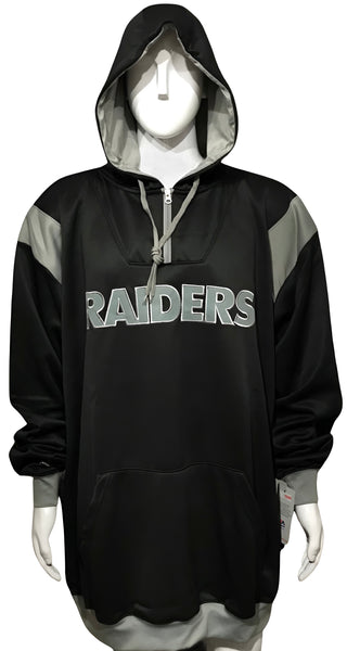 ^RAIDERS^ 1/4 ZIP PULLOVER HOODIES BY MAJESTIC (3XL-TALL)