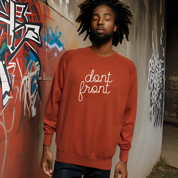 ^DIEM^ (ORANGE) ~DON'T FRONT~ EMBROIDERED KNIT CREWNECKS