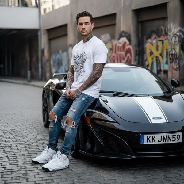 *CROOKS & CASTLES* (WHITE) ~SKETCH MEDUSA~ SHORT SLEEVE T-SHIRTS