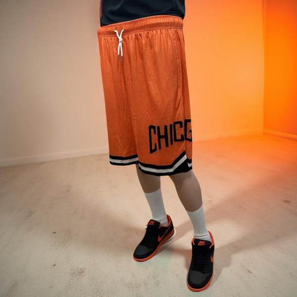 •CHICAGO• ~Orange lightweight activewear shorts~ (Front pockets & drawstring closure)