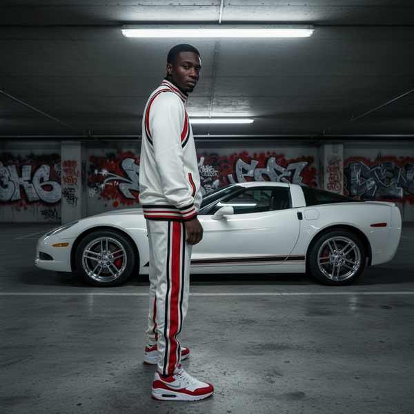 •UCXX• (WHITE-MULTI) ZIP UP TRACKSUITS (ACTIVEWEAR)