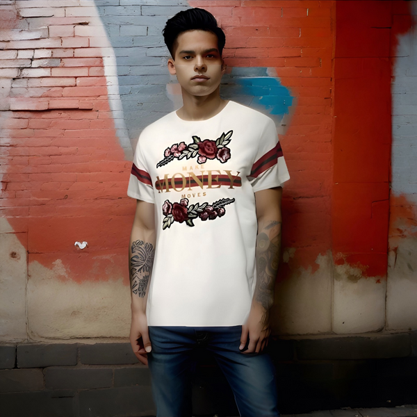 ^UCXX^ (WHITE) ~MAKE MONEY MOVES~ EMBROIDERED SHORT SLEEVE T-SHIRT