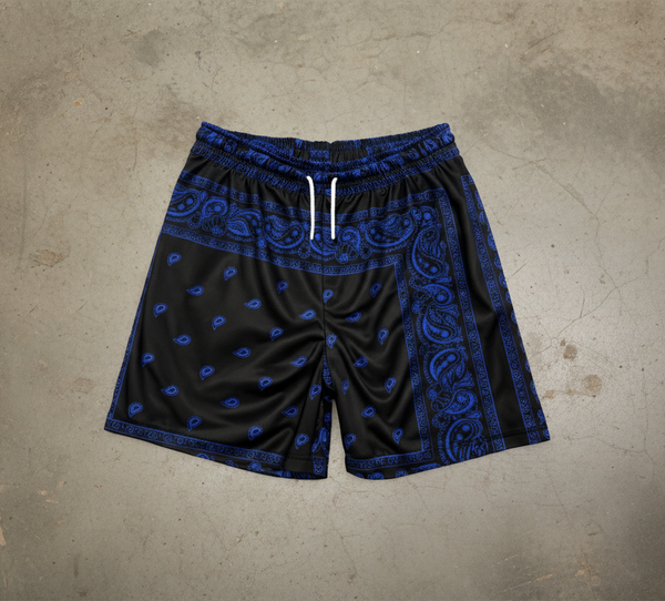 *BANDANA SHORTS* ~Lightweight Summer Activewear~ (Blue bandana on black)