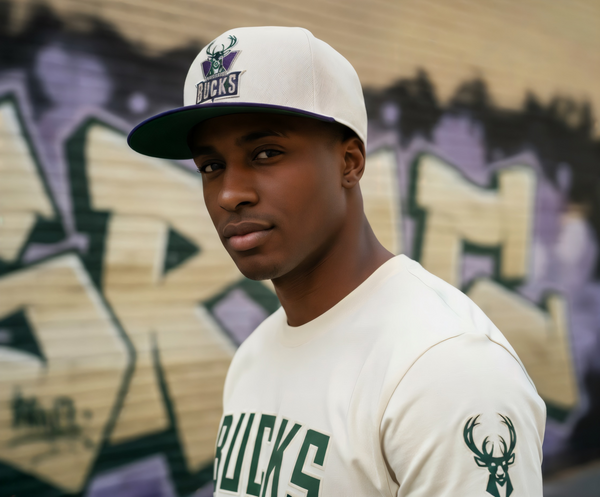 *Milwaukee Bucks* curved beak snapback hats by Mitchell & Ness