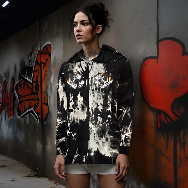 ^CAMP CLOTHING CO.^ *FLYING TIGERS* TIE DYE LIGHT WEIGHT ZIP UP HOODIES