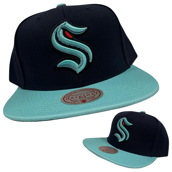*Seattle Kraken* snapback hats by Mitchell & Ness