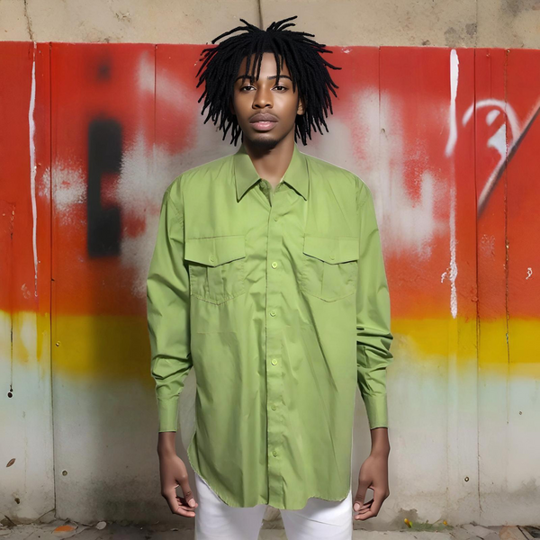 ^ABLANCHE^ ~APPLE GREEN~ BUTTON UP COLLARED DRESS SHIRT (2XL)