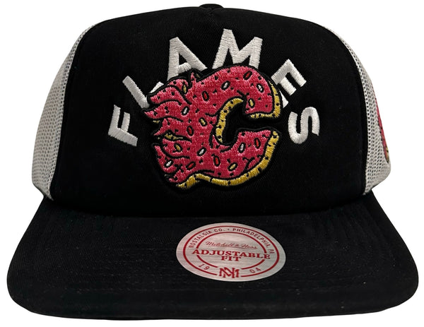 *Calgary Flames* trucker snapback hats by Mitchell & Ness