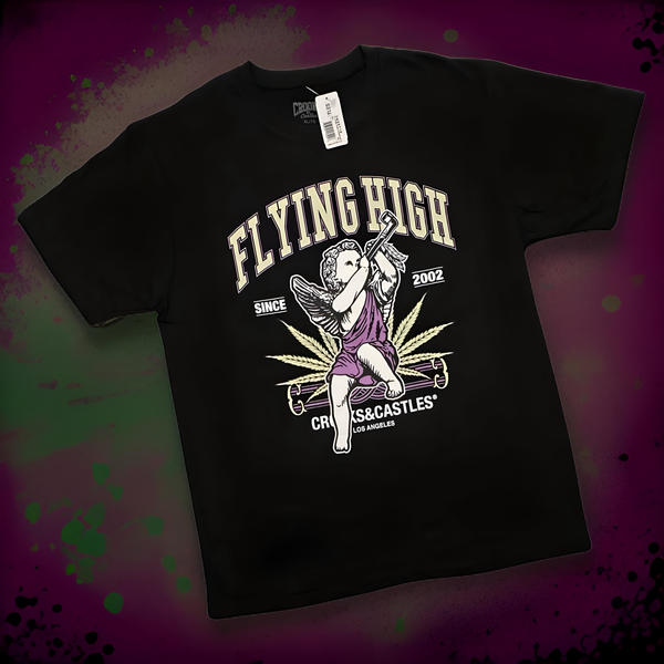 *CROOKS & CASTLES* (BLACK) ~FLYING HIGH CHERUB~ SHORT SLEEVE T-SHIRTS
