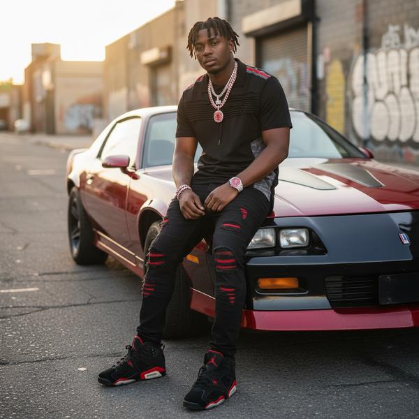 *M-SOCIETY* ~JORDAN 3 SILHOUETTE~ •FANCY SHORT SLEEVE HOODED T-SHIRTS•