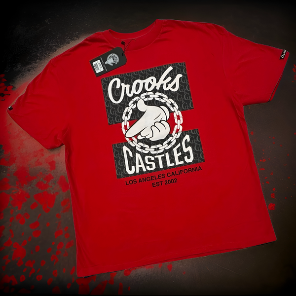 *CROOKS & CASTLES* (RED) ~Air Gun Klepto~ t-shirt