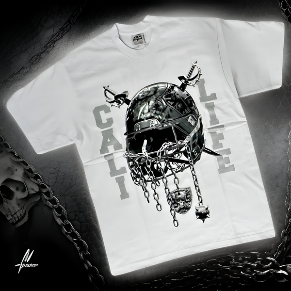 *<SC>* (WHITE) ~CALI LIFE RAIDERS~ HEAVY COTTON JUMBO PRINT TEES