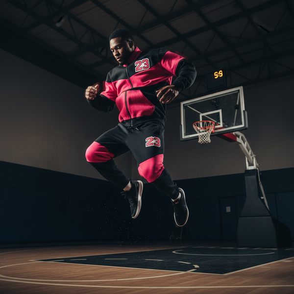 •23• (BLACK-HOT PINK) ZIP UP TRACKSUITS (CUT & SEW) (UNISEX)