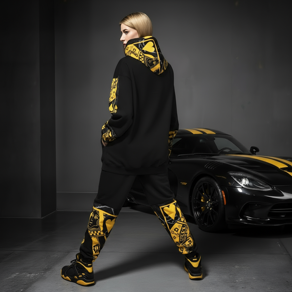 •QUEEN OF HEARTS• LUXURY *GOLD* CUT & SEW SWEATSUITS (EMBROIDERED LOGOS)