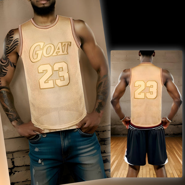 ^GOAT 23^ Basketball Jerseys ~Golden Wheat~ (Stitched Logos & Numbers)