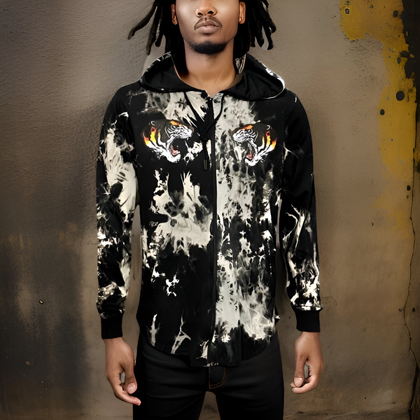 ^CAMP CLOTHING CO.^ *FLYING TIGERS* TIE DYE LIGHT WEIGHT ZIP UP HOODIES
