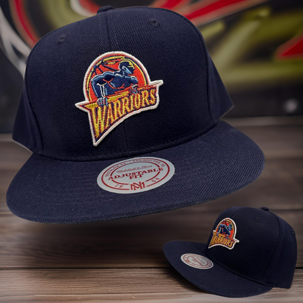 *Golden State Warriors* (Navy) snapback hats by Mitchell & Ness