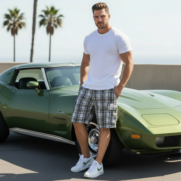 *NONSTOP* ~Casual plaid shorts~ (pockets) (30” waist)